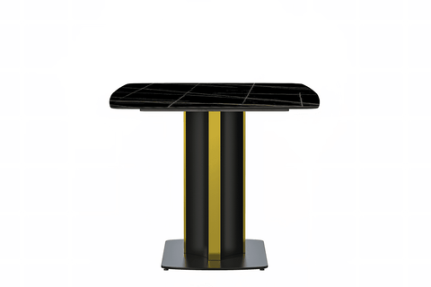 Sylva Rectangular Dining Table with Glass/Sintered Stone Tabletop in Black and Gold Steel Base