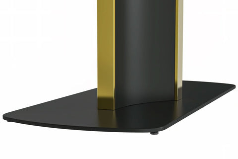 Sylva Rectangular Dining Table with Glass/Sintered Stone Tabletop in Black and Gold Steel Base