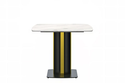 Sylva Rectangular Dining Table with Glass/Sintered Stone Tabletop in Black and Gold Steel Base