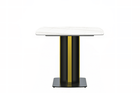 Sylva Rectangular Dining Table with Glass/Sintered Stone Tabletop in Black and Gold Steel Base