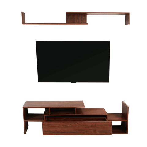 Surrey Modern TV Stand with MDF Shelves and Bookcase for Living Room