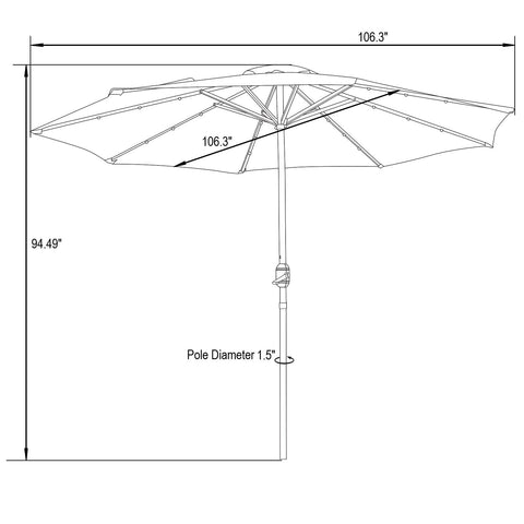 Sierra 9' Outdoor Patio Tilt Market Umbrella with Solar LED Lights