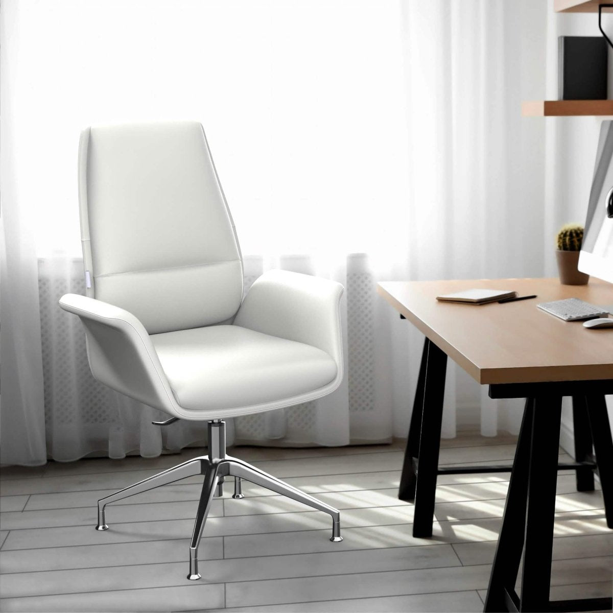 Summit Office Chair in Leather and Aluminum Frame with Adjustable Height and Swivel