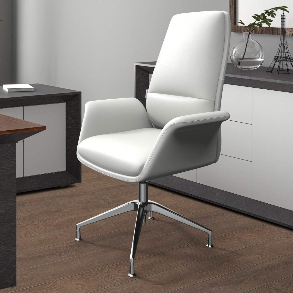 Summit Office Chair in Leather and Aluminum Frame with Adjustable Height and Swivel