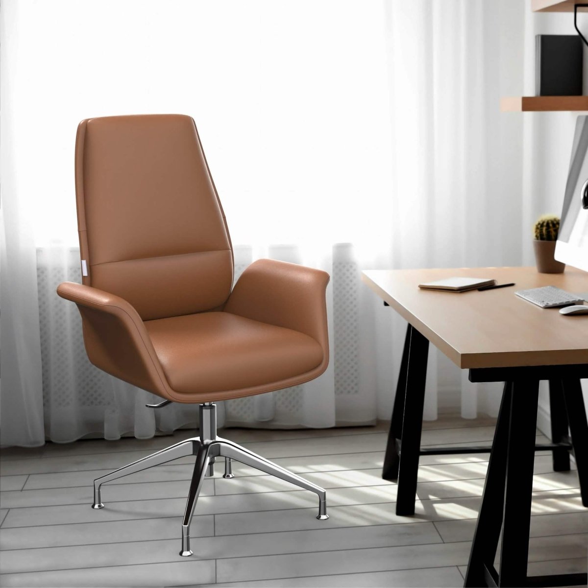 Summit Office Chair in Leather and Aluminum Frame with Adjustable Height and Swivel