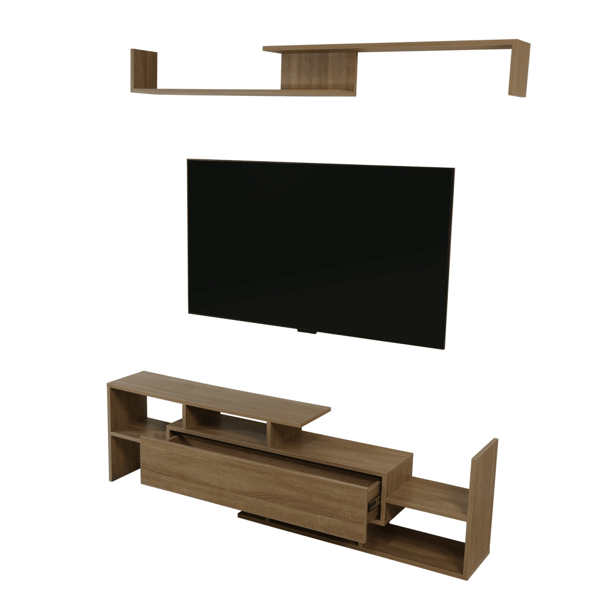 Surrey Modern TV Stand with MDF Shelves and Bookcase for Living Room