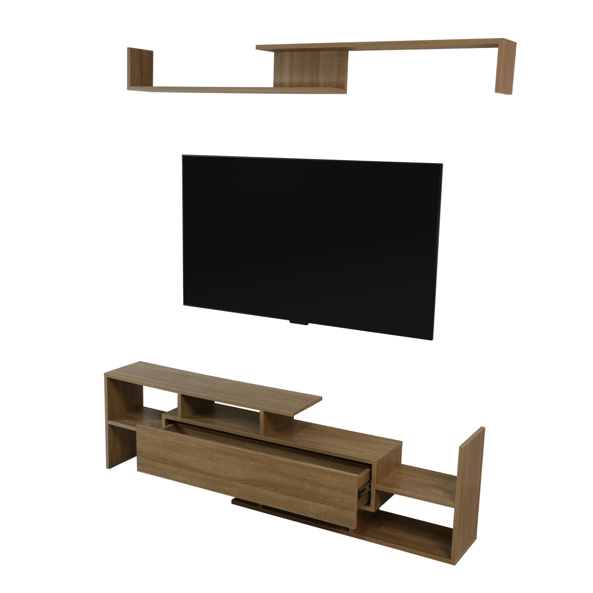 Surrey Modern TV Stand with MDF Shelves and Bookcase for Living Room