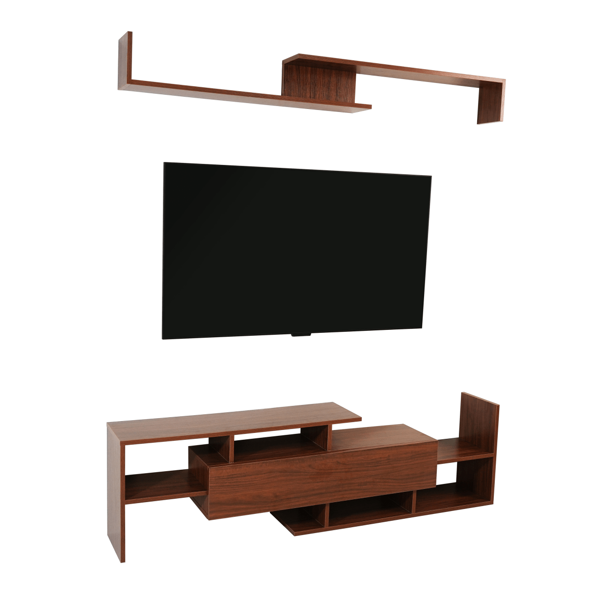 Surrey Modern TV Stand with MDF Shelves and Bookcase for Living Room