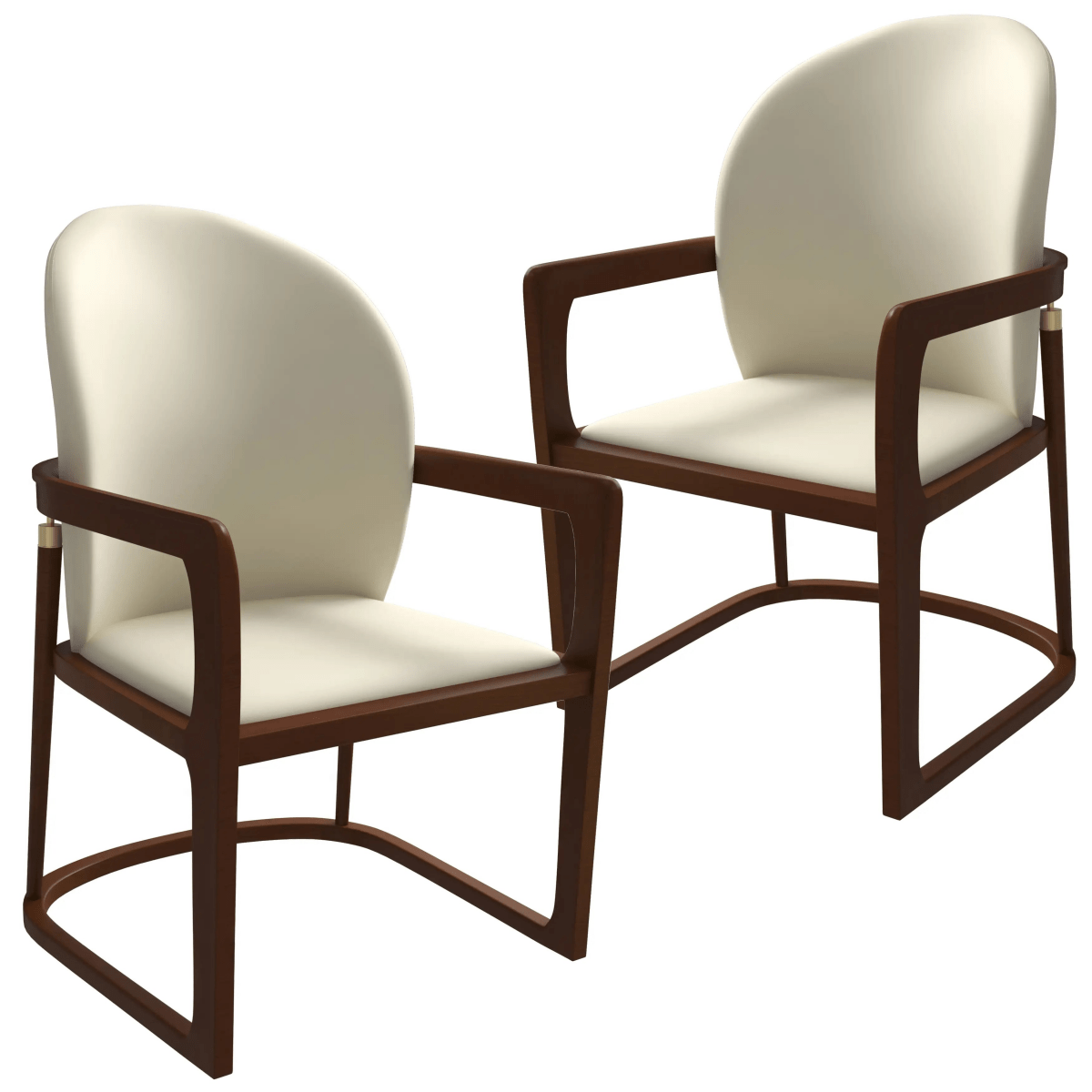 Svelta Leather Dining Chair with Rubberwood Legs Accent Arm Chair Set of 2