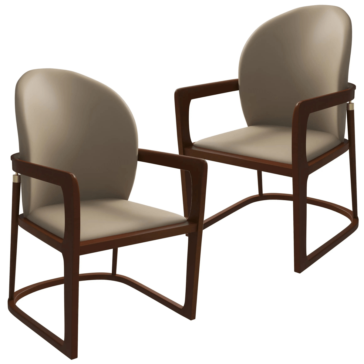 Svelta Leather Dining Chair with Rubberwood Legs Accent Arm Chair Set of 2