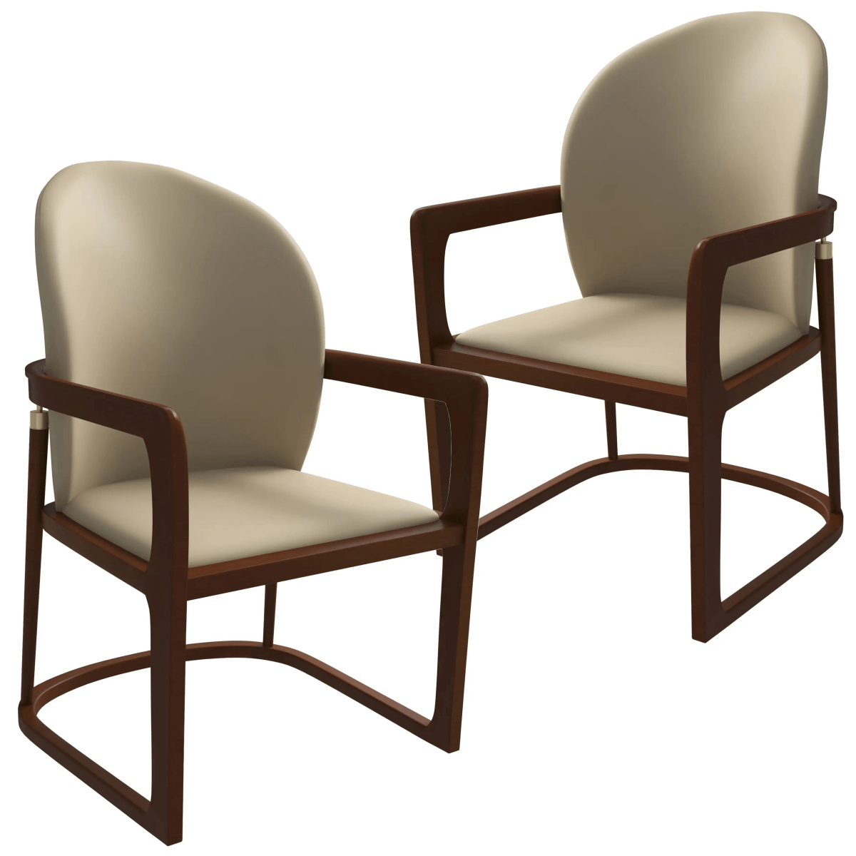 Svelta Leather Dining Chair with Rubberwood Legs Accent Arm Chair Set of 2