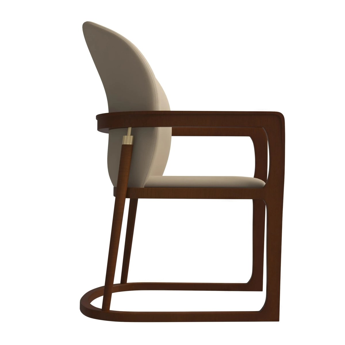 Svelta Leather Dining Chair with Rubberwood Legs Accent Arm Chair Set of 4