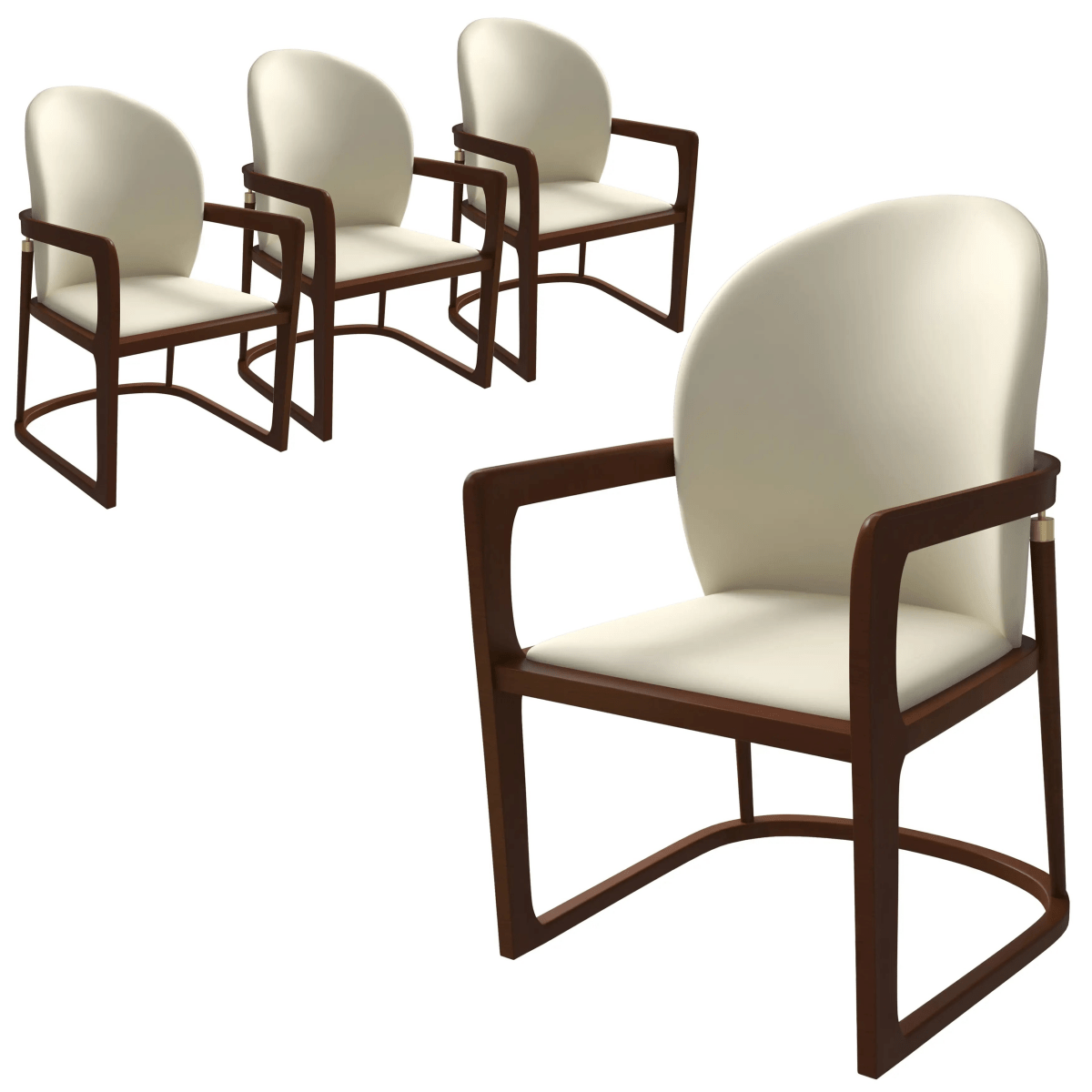 Svelta Leather Dining Chair with Rubberwood Legs Accent Arm Chair Set of 4
