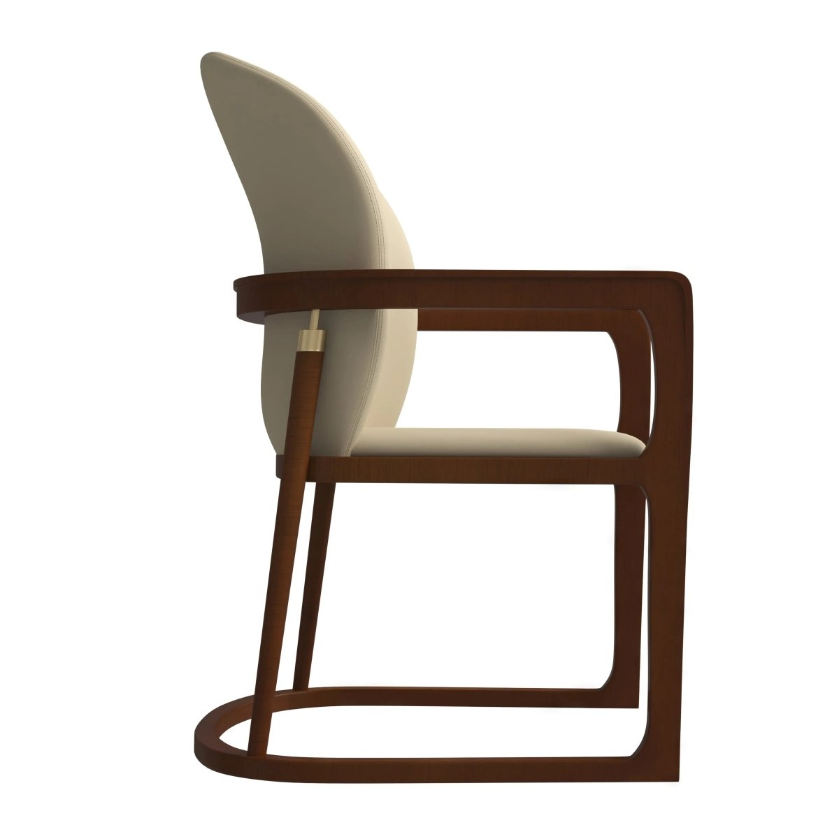 Svelta Leather Dining Chair with Rubberwood Legs Accent Arm Chair Set of 4