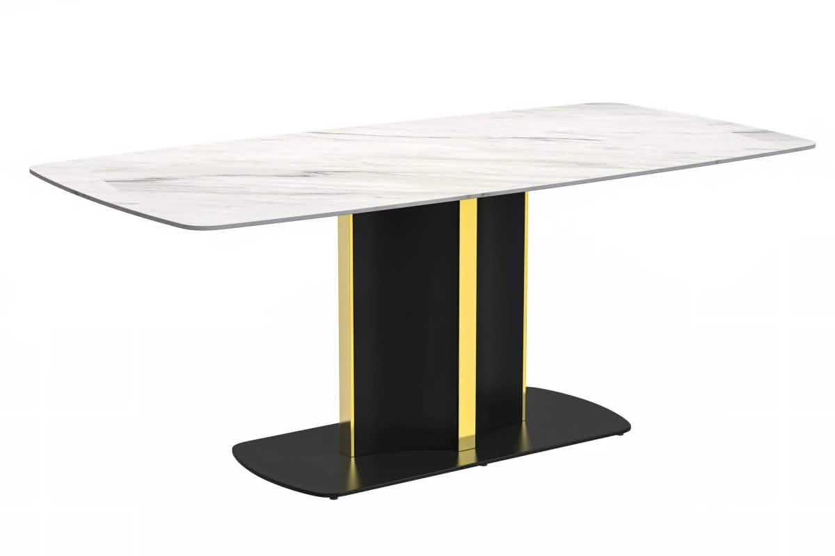 Sylva 7 - Piece Dining Set with Rectangular Sintered Stone Dining Table and 6 Upholstered Dining Chairs