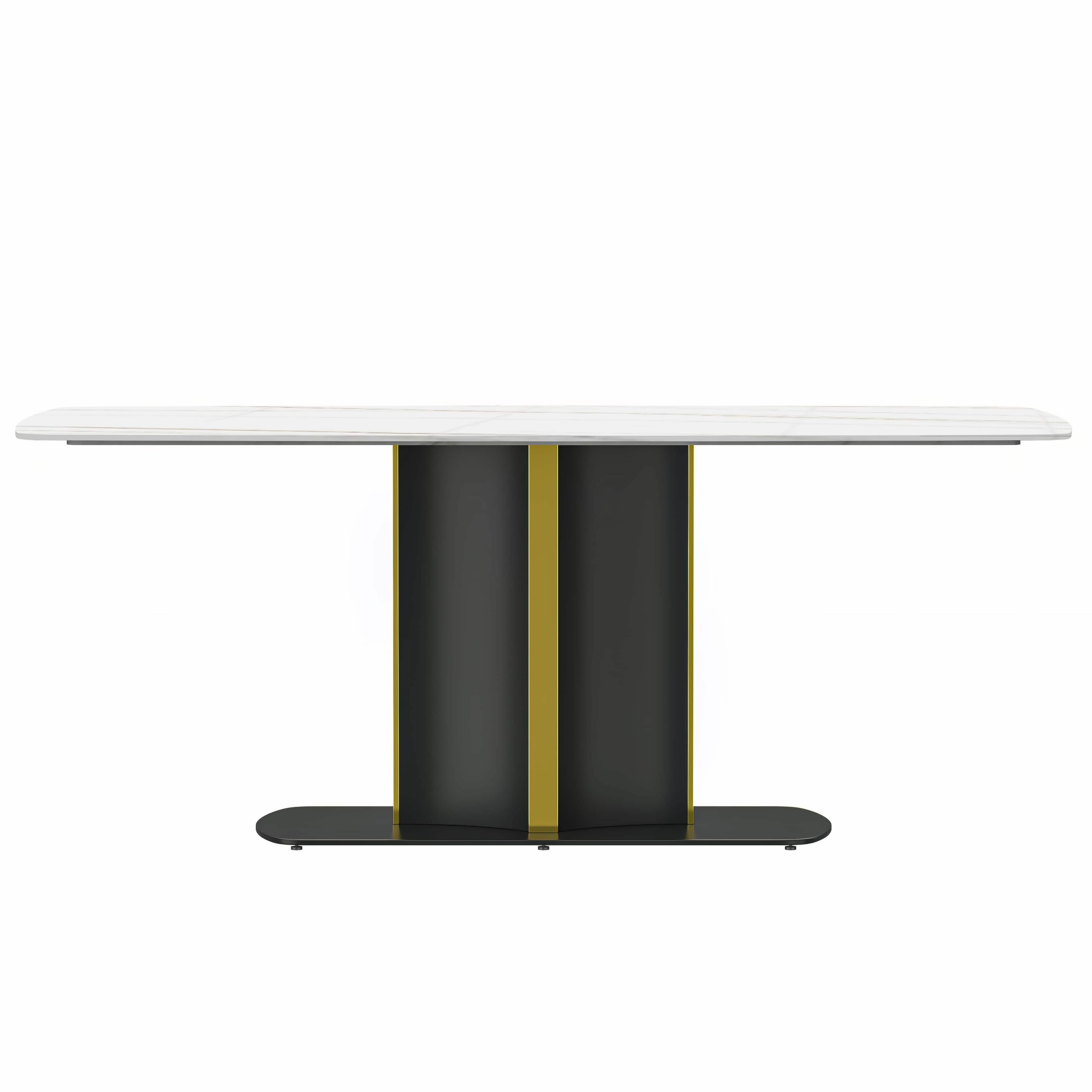 Sylvia 7 - Piece Dining Set with Rectangular Sintered Stone Top Table and 6 Upholstered Dining Chairs with Ash Wood Base