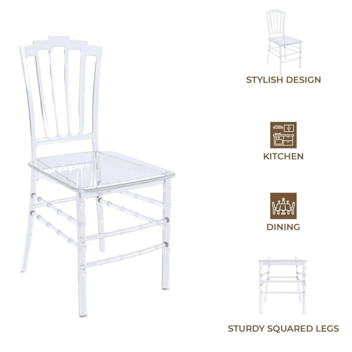 Synth Dining Chair Polycarbonate Side Chair with Windsor Back Design Set of 4