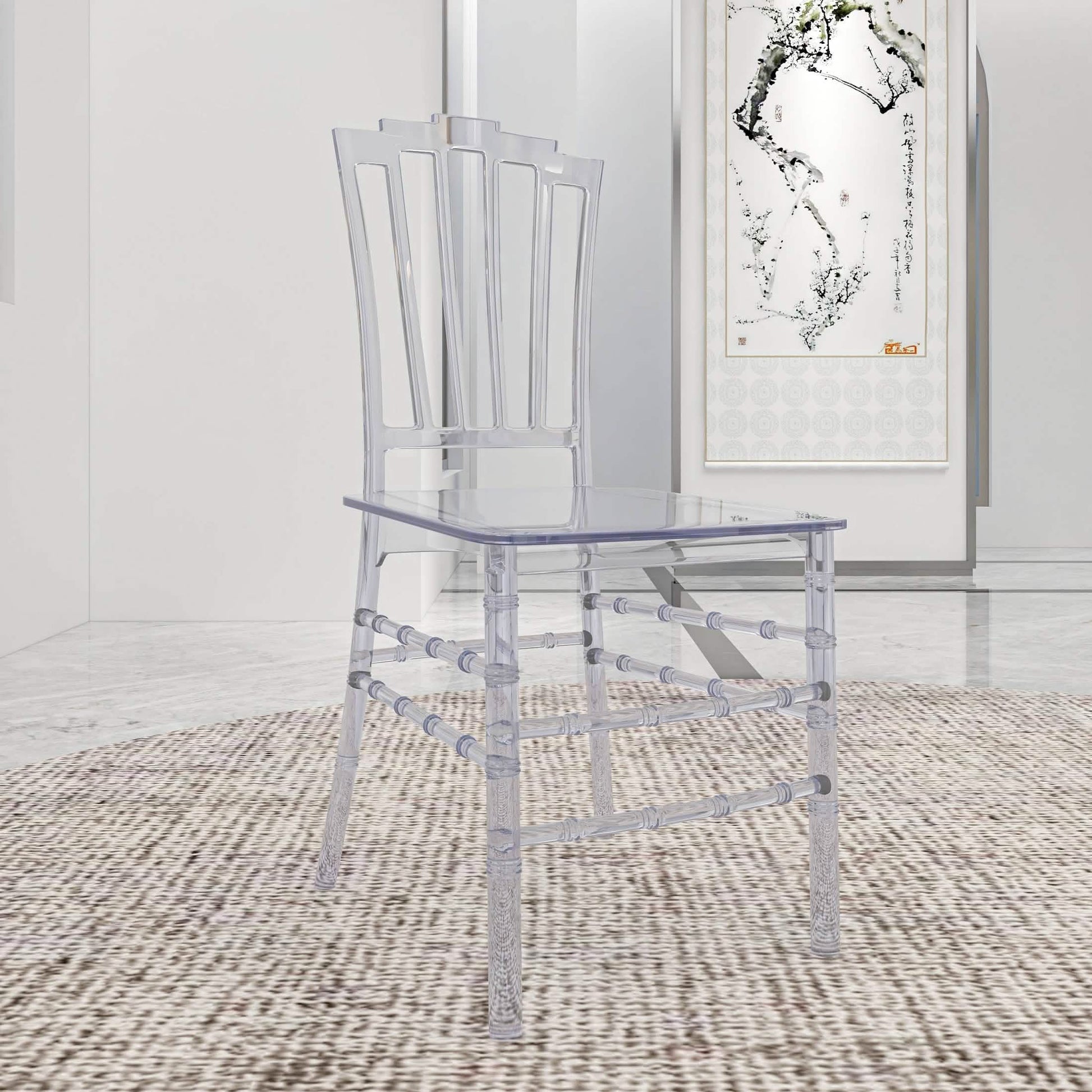 Synth Dining Chair Polycarbonate Side Chair with Windsor Back Design Set of 4