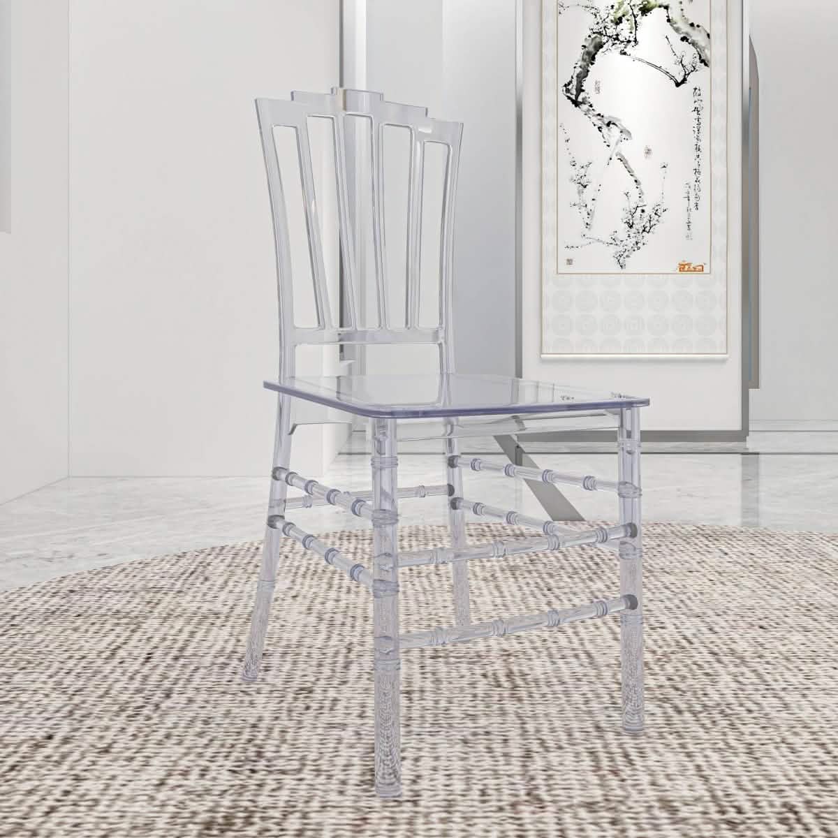 Synth Dining Chair Polycarbonate Side Chair with Windsor Back Design Set of 4