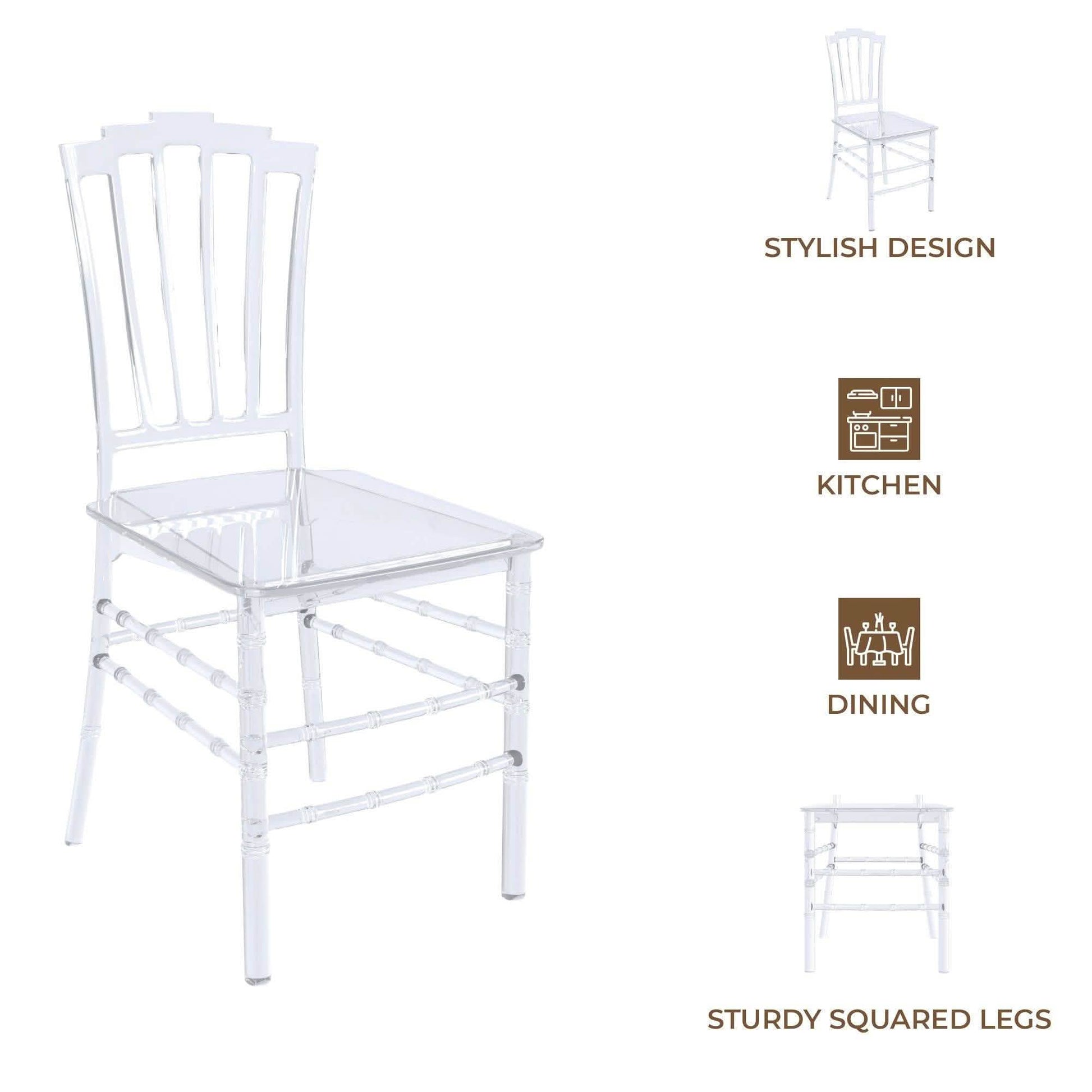 Synth Dining Chair Polycarbonate Side Chair with Windsor Back Design Set of 4