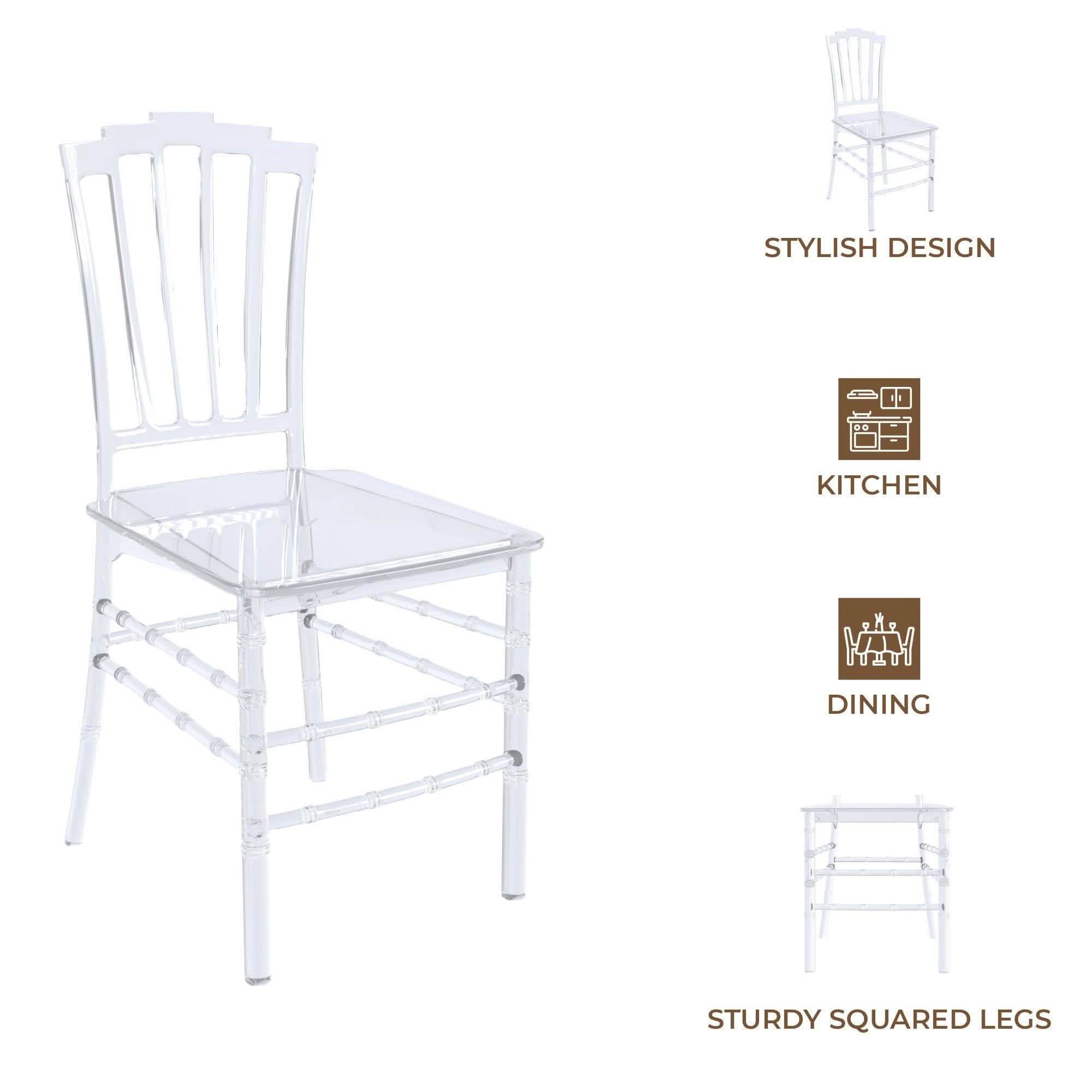 Synth Dining Chair Polycarbonate Side Chair with Windsor Back Design Set of 4