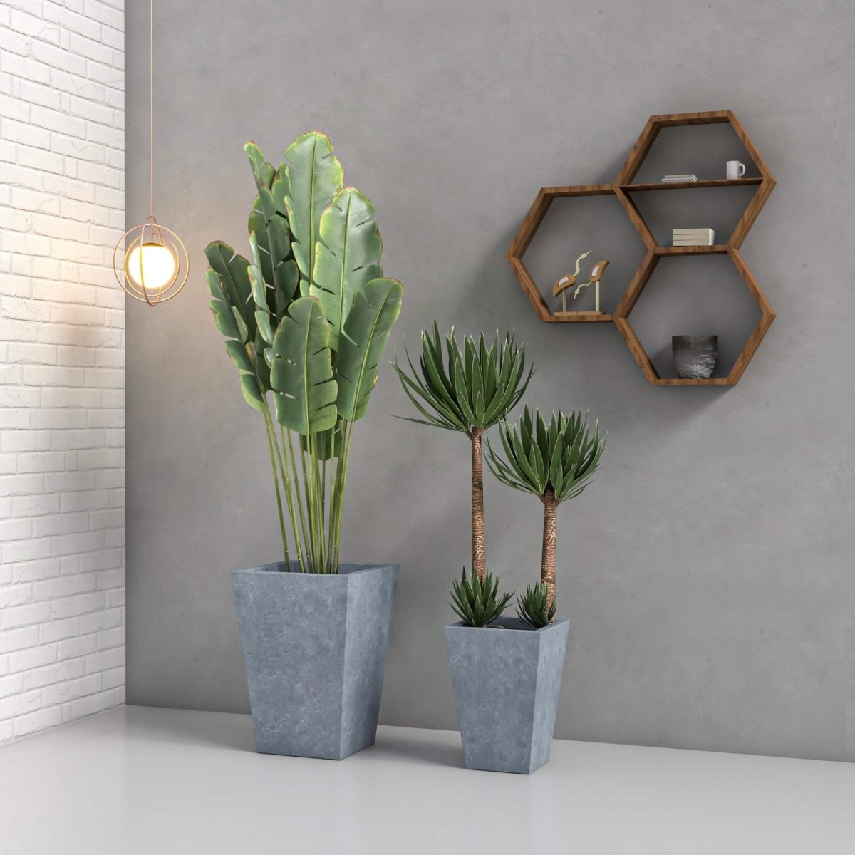 Tapered Square Plant Pot Fiberstone and Clay