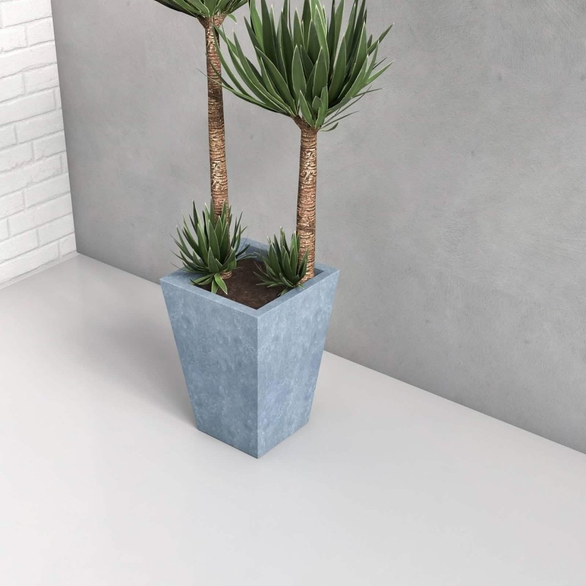 Tapered Square Plant Pot Fiberstone and Clay