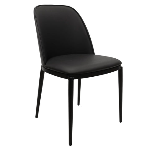 Tule Dining Side Chair with Upholstered Seat and Powder-Coated Steel Frame