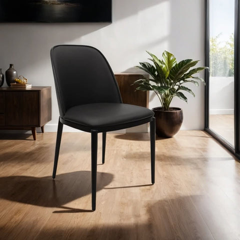 Tule Dining Side Chair with Upholstered Seat and Powder-Coated Steel Frame