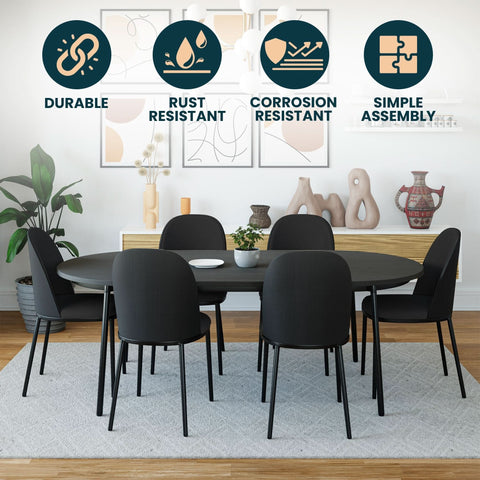 Tule Dining Side Chair with Upholstered Seat and Powder-Coated Steel Frame