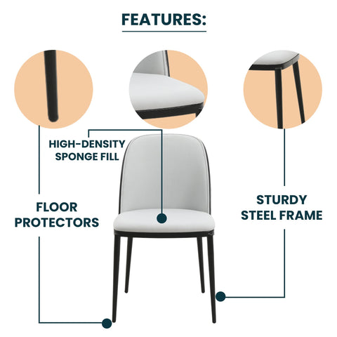 Tule Dining Side Chair with Upholstered Seat and Powder-Coated Steel Frame