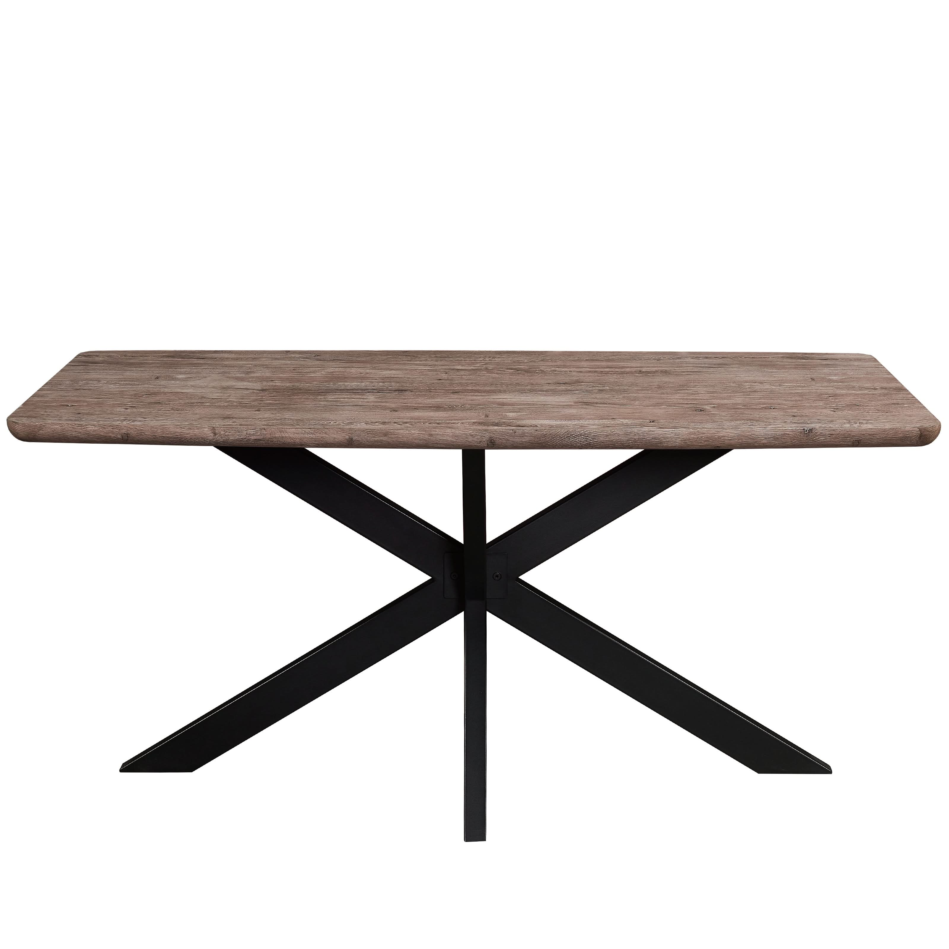 Ravenna 6-Piece Dining Set with 63" Rectangular Dining Table in Rustic Grey and 5 Leather Dining ChairsTransform your dining space with the Ravenna 6-Piece Dining Set. This gorgeous set features a 63" rectangular dining table in rustic grey and 5 stylish