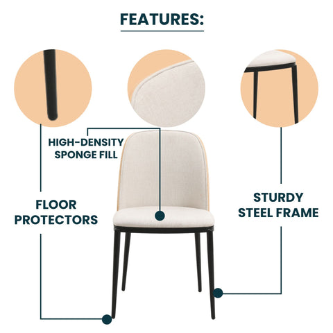 Tule Dining Side Chair with Upholstered Seat and Powder-Coated Steel Frame
