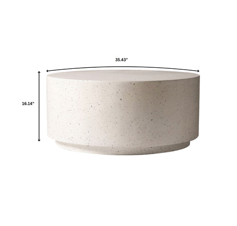 Terra 36" Round Coffee Table in Fiberstone for Indoor and Outdoor