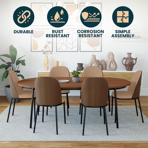 Tule Dining Side Chair with Upholstered Seat and Powder-Coated Steel Frame