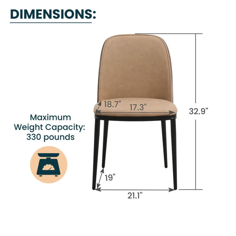 Tule Dining Side Chair with Upholstered Seat and Powder-Coated Steel Frame
