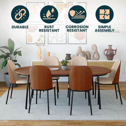 Tule Dining Side Chair with Upholstered Seat and Powder-Coated Steel Frame