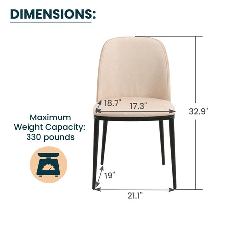 Tule Dining Side Chair with Upholstered Seat and Powder-Coated Steel Frame