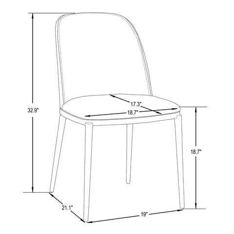 Tule Dining Side Chair with Upholstered Seat and Powder-Coated Steel Frame