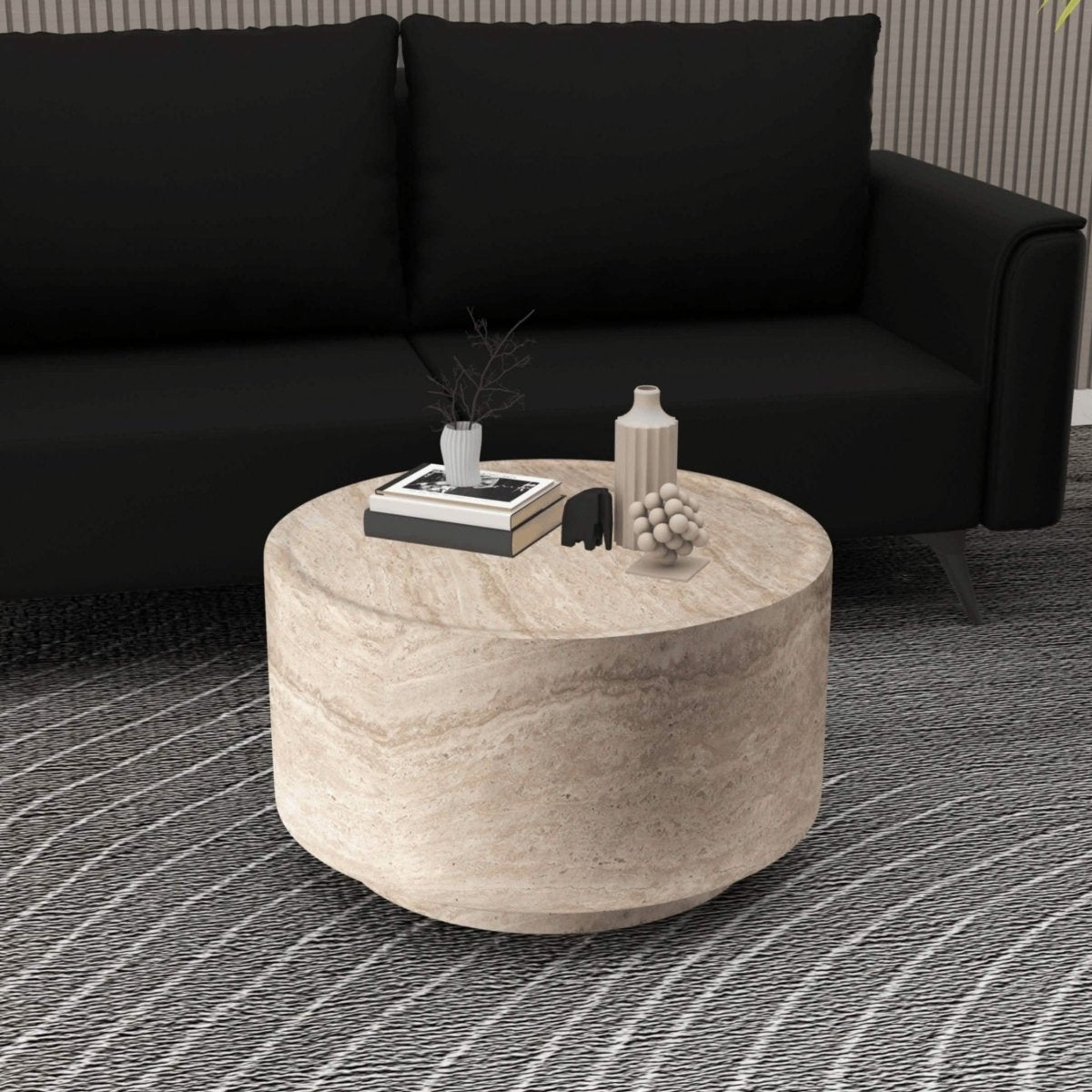 Terra 36" Round Coffee Table in Fiberstone for Indoor and Outdoor