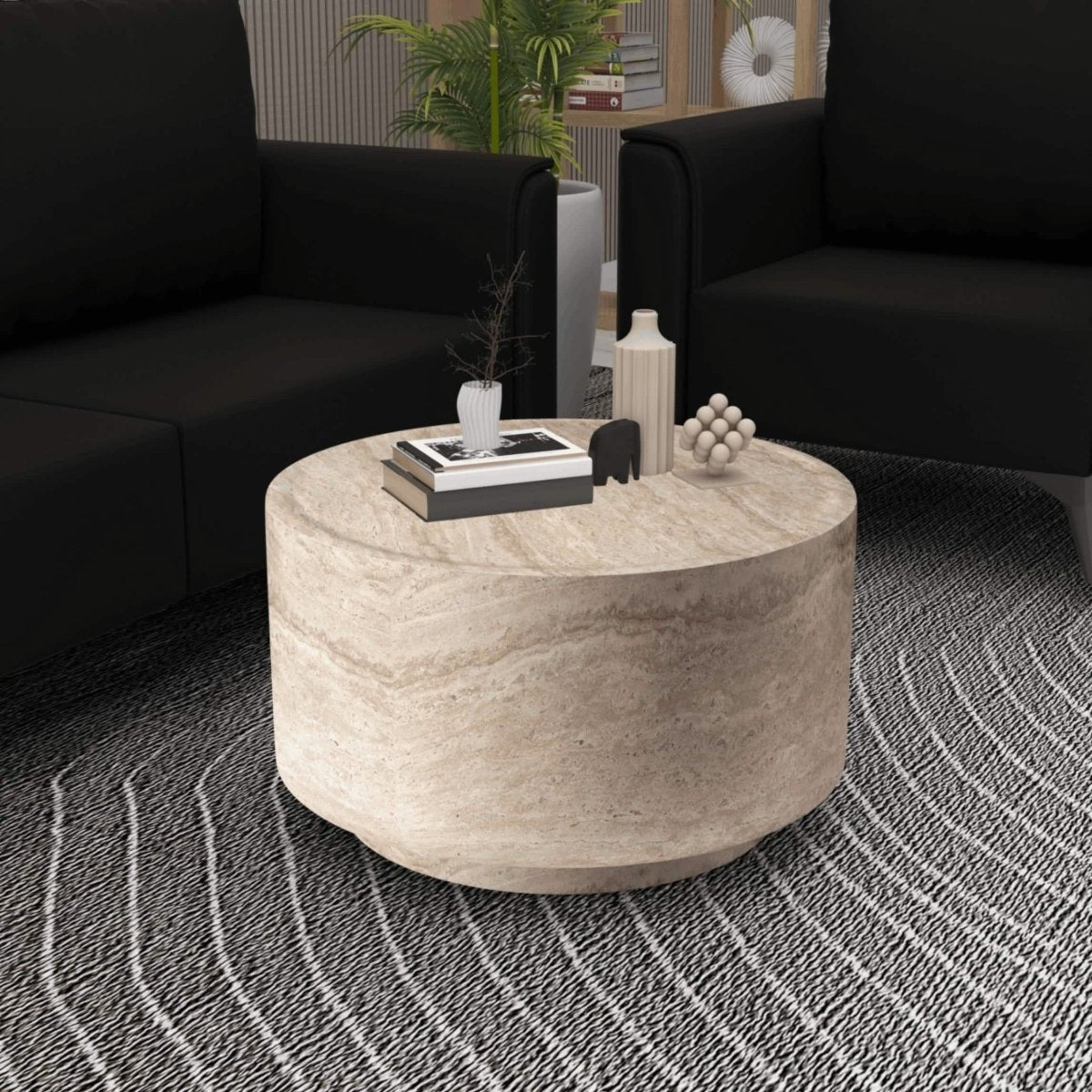 Terra 36" Round Coffee Table in Fiberstone for Indoor and Outdoor