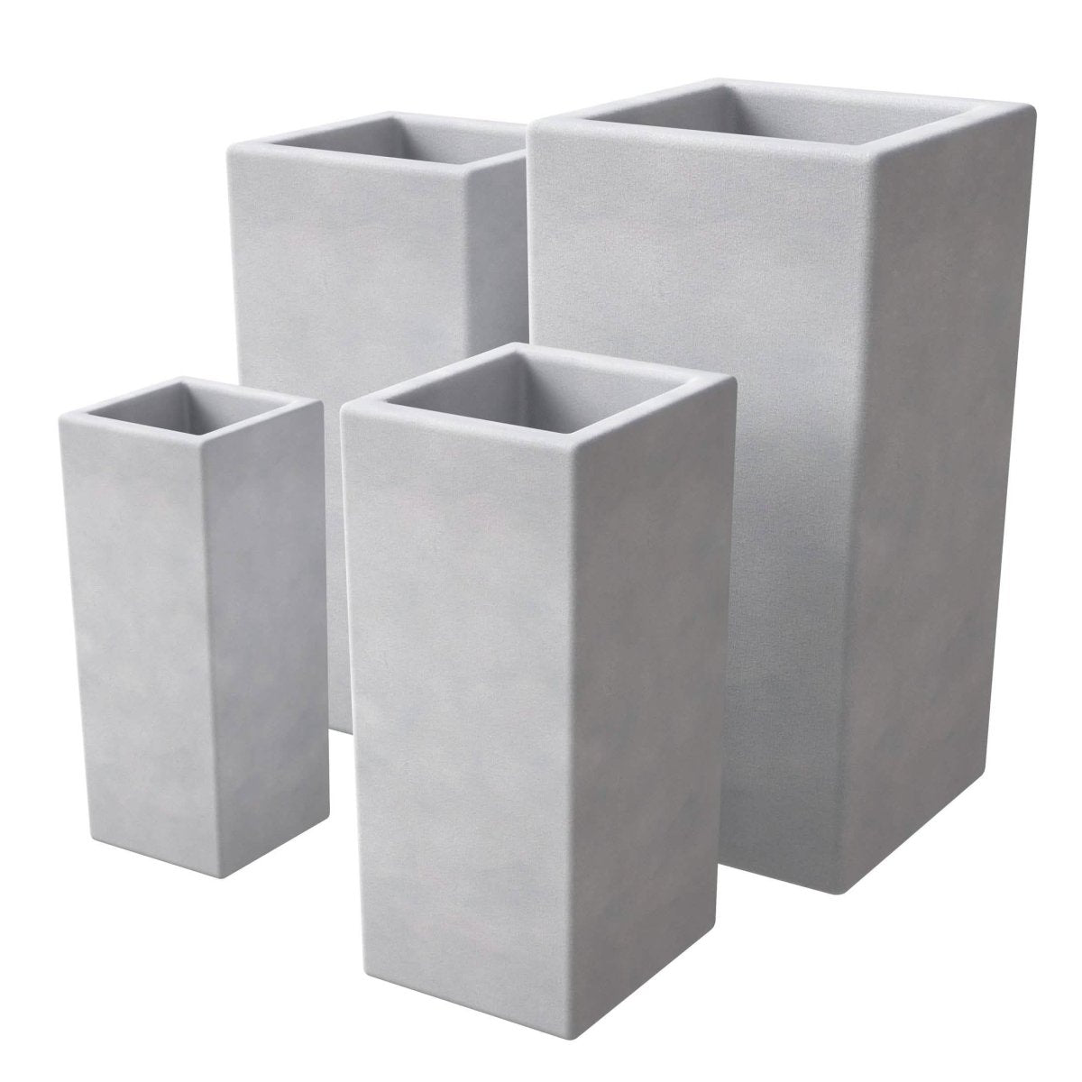 Terra Fiberstone and MGO Clay Planter, Mid - Century Modern Tall Square Planter Pot for Indoor and Outdoor