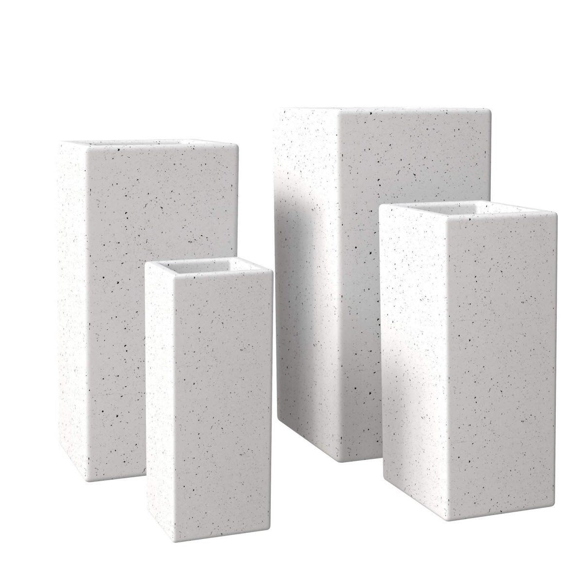 Terra Fiberstone and MGO Clay Planter, Mid - Century Modern Tall Square Planter Pot for Indoor and Outdoor