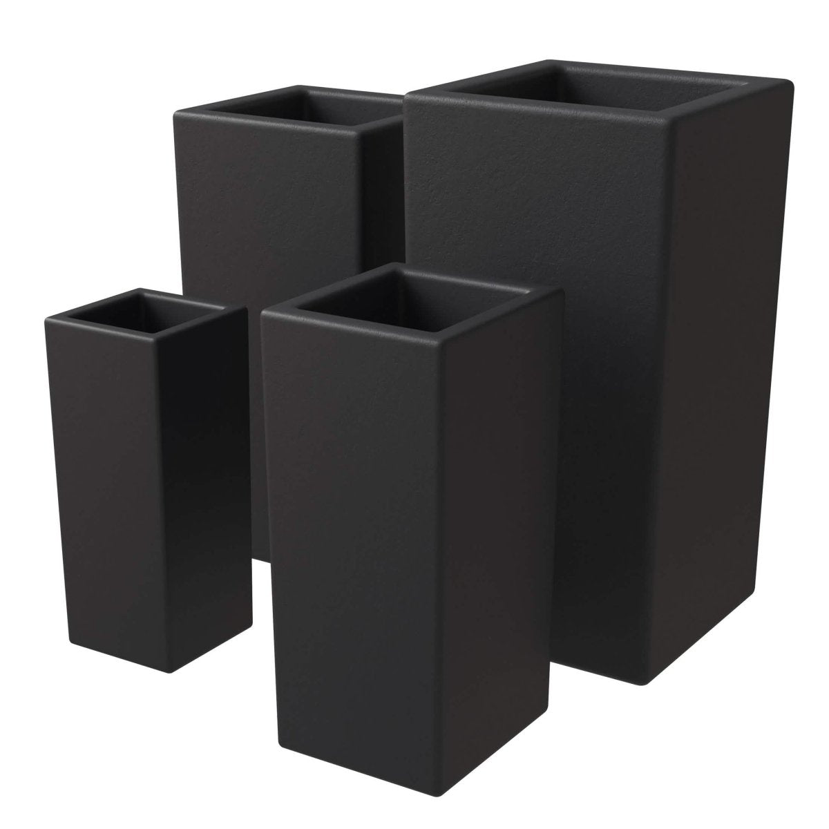 Terra Fiberstone and MGO Clay Planter, Mid - Century Modern Tall Square Planter Pot for Indoor and Outdoor