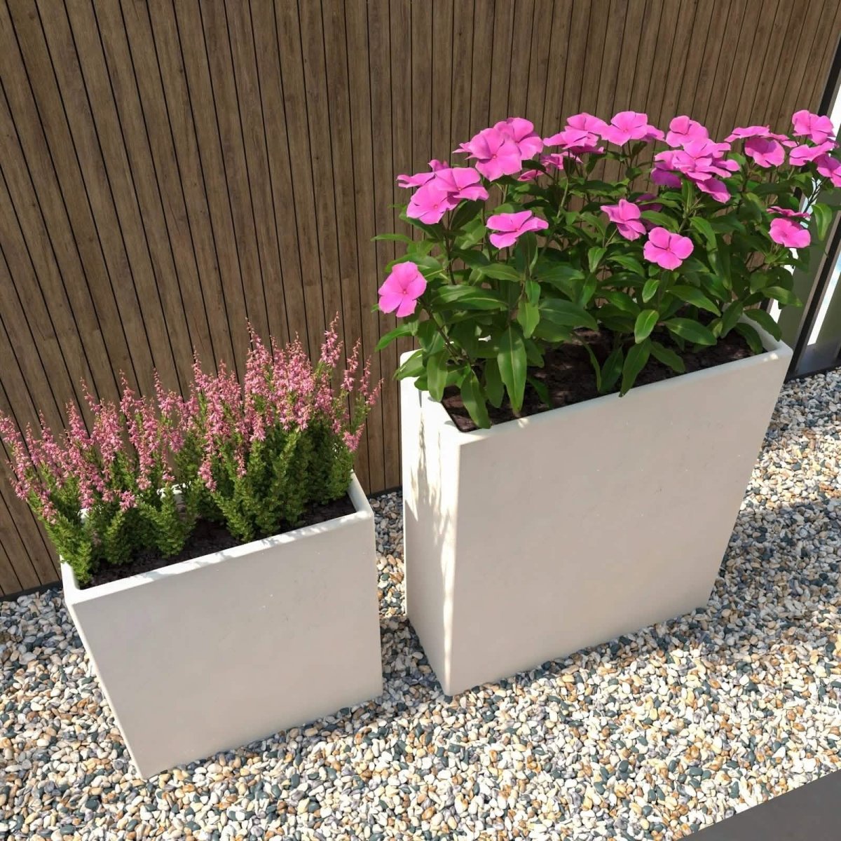 Thistle 2 - Piece Fiberstone and MGO Clay Planter Set, Mid - Century Modern Rectangular Planter for Indoor and Outdoor