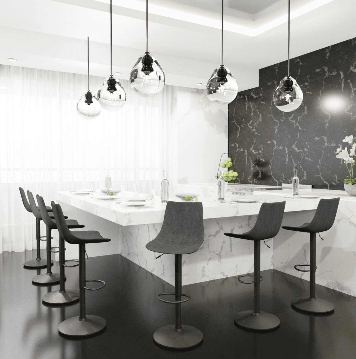 Tilbury Modern Adjustable Bar Stool with Footrest and 360 - Degree Swivel