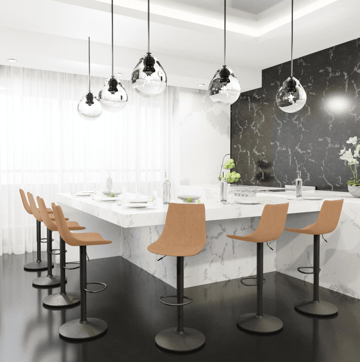 Tilbury Modern Adjustable Bar Stool with Footrest and 360 - Degree Swivel
