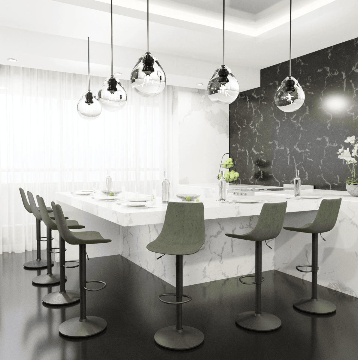 Tilbury Modern Adjustable Bar Stool with Footrest and 360 - Degree Swivel