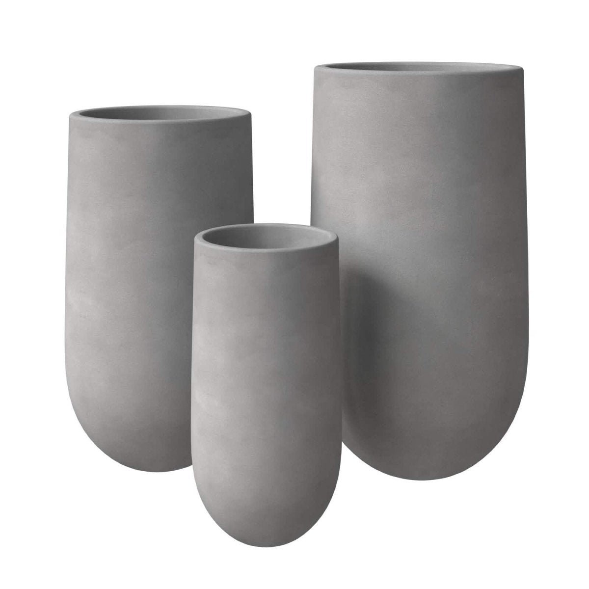 Topiary 3 - Piece Modern Fiberstone: Cylinder Planter Pot Set for Indoor and Oudoor