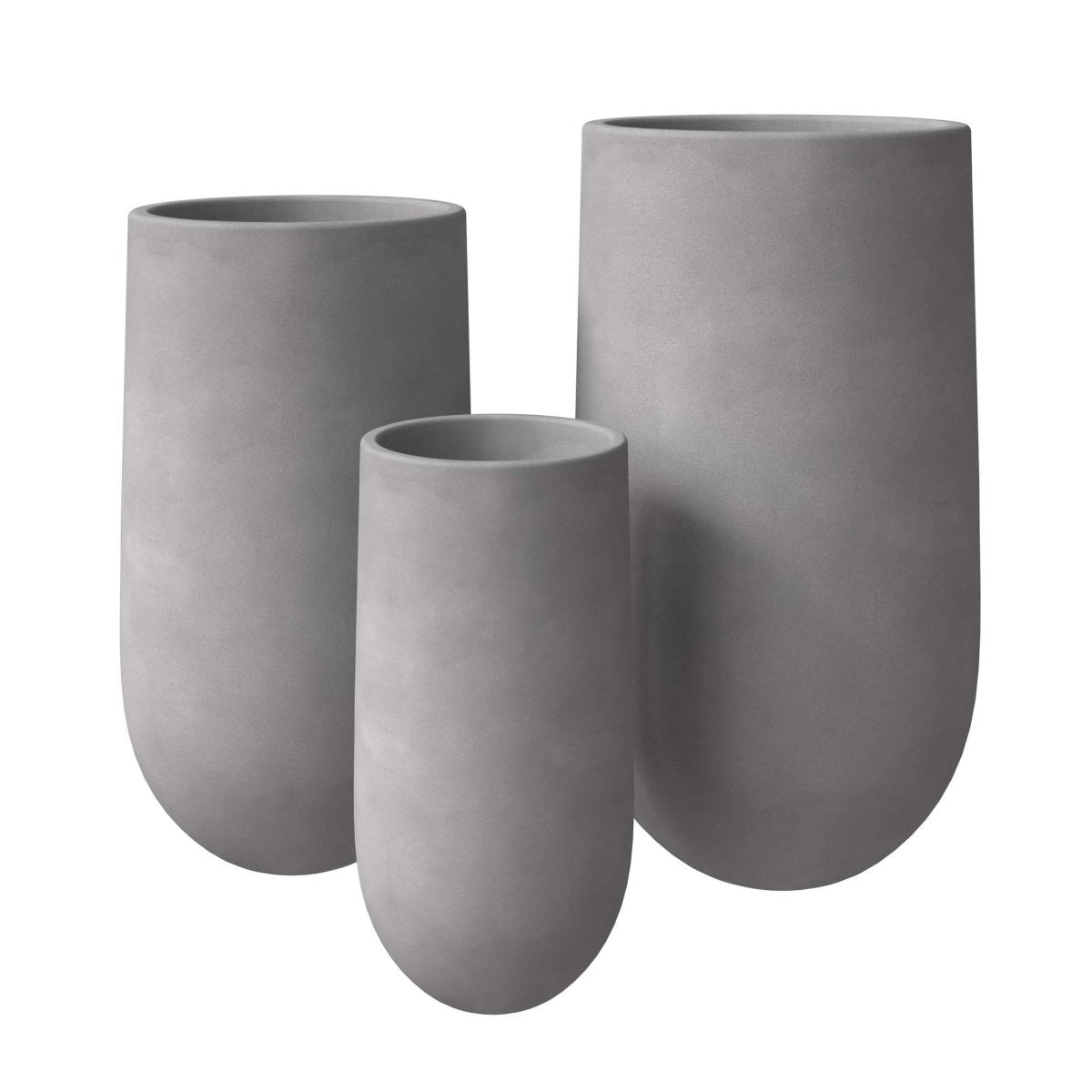 Topiary 3 - Piece Modern Fiberstone: Cylinder Planter Pot Set for Indoor and Oudoor